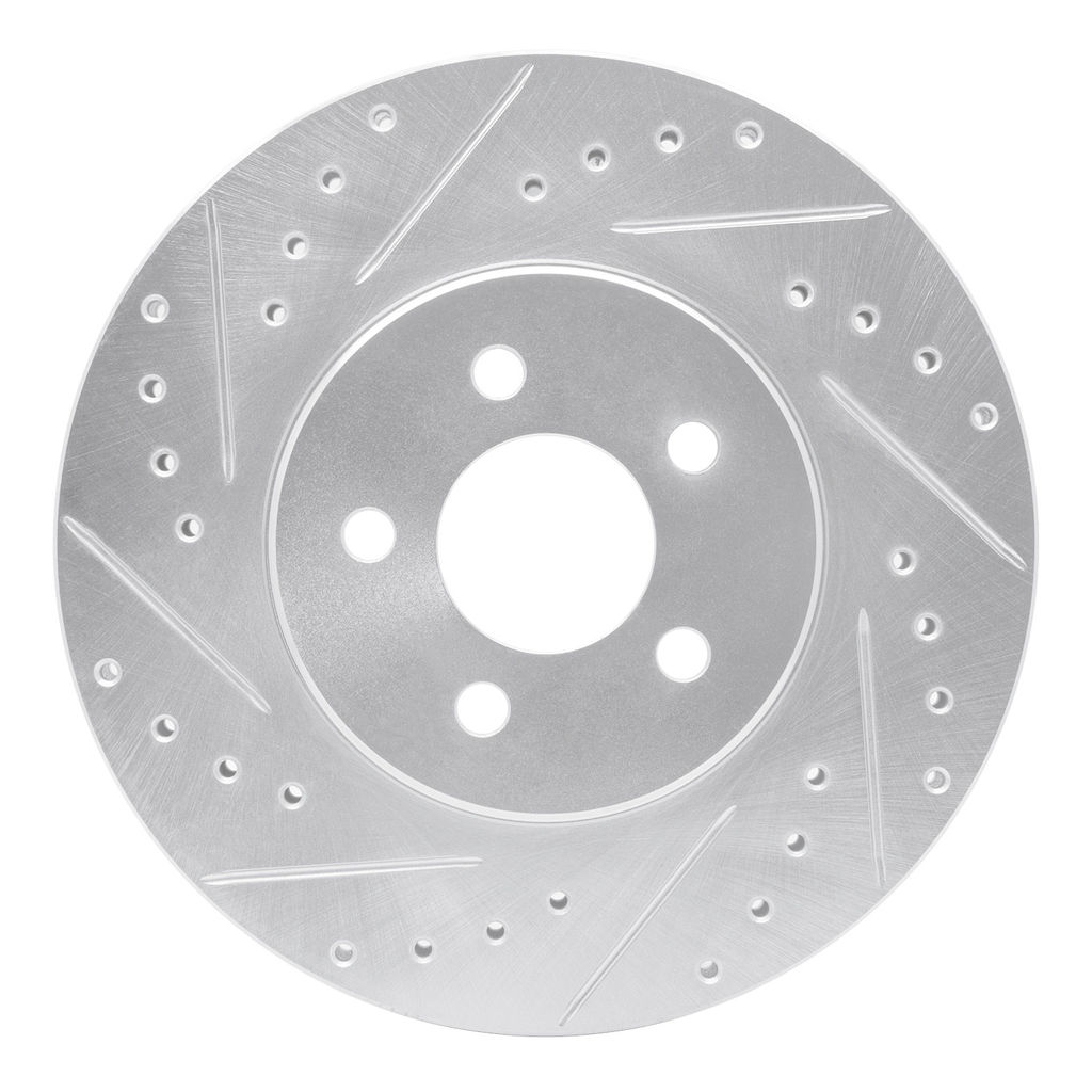 Dynamic Friction 631-39010L - Drilled and Slotted Silver Zinc Brake Rotor