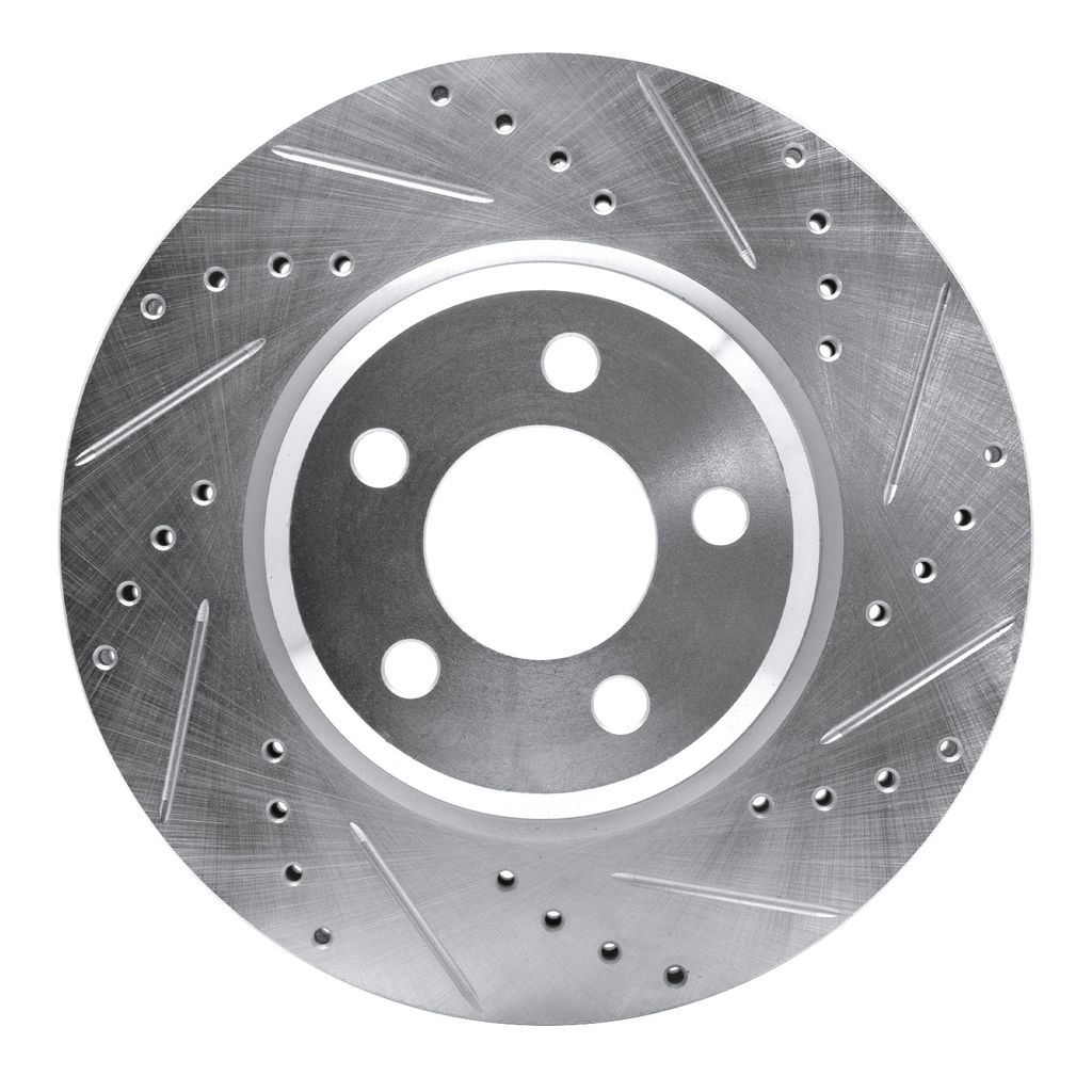 Dynamic Friction 631-39015R - Drilled and Slotted Silver Zinc Brake Rotor
