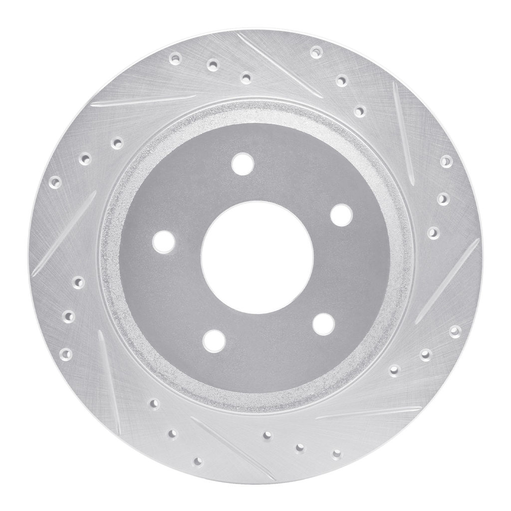 Dynamic Friction 631-47021R - Drilled and Slotted Silver Zinc Brake Rotor