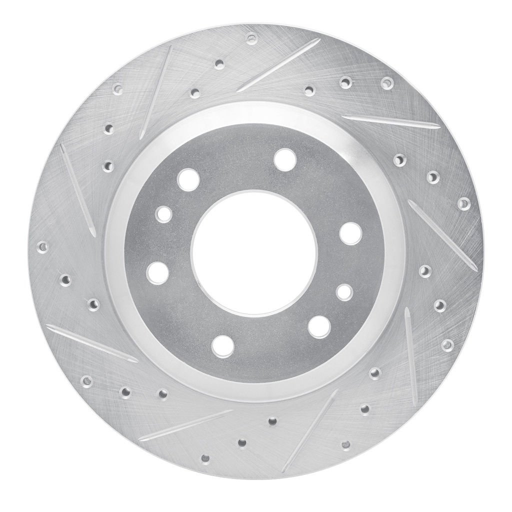 Dynamic Friction 631-48044L - Drilled and Slotted Silver Zinc Brake Rotor