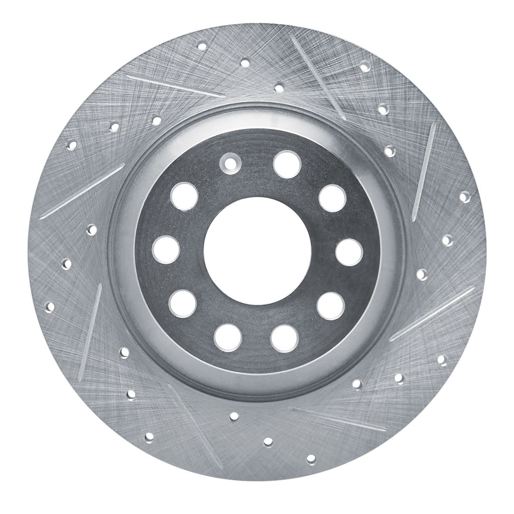 Dynamic Friction 631-73082R - Drilled and Slotted Silver Zinc Brake Rotor