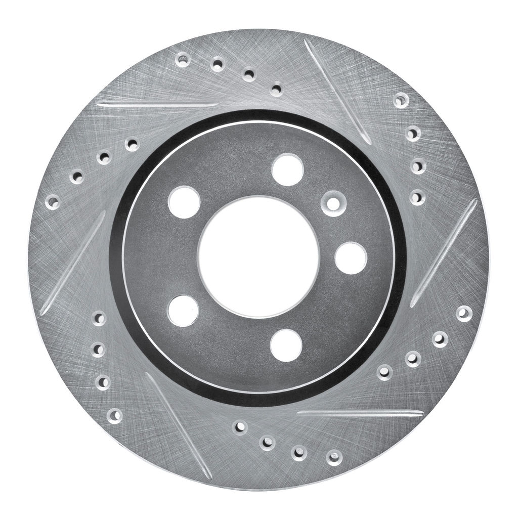 Dynamic Friction 631-74022R - Drilled and Slotted Silver Zinc Brake Rotor