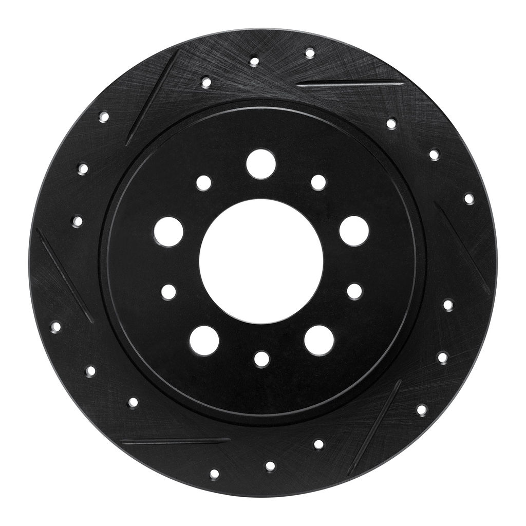 Dynamic Friction 633-27014L - Drilled and Slotted Black Zinc Brake Rotor