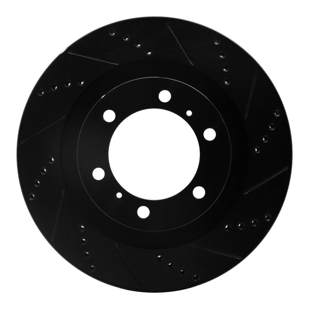 Dynamic Friction 633-76142R - Drilled and Slotted Black Zinc Brake Rotor