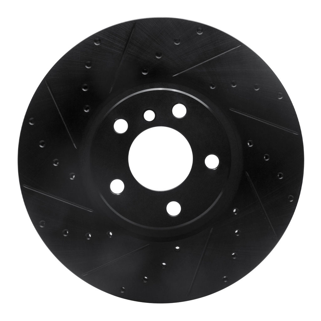 Dynamic Friction 633-31142L - Drilled and Slotted Black Zinc Brake Rotor