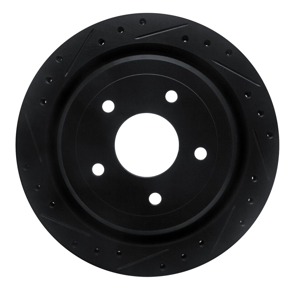 Dynamic Friction 633-46009L - Drilled and Slotted Black Zinc Brake Rotor