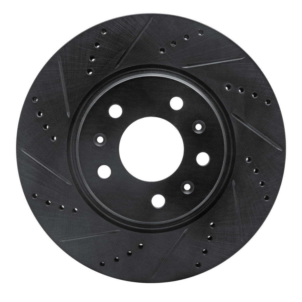 Dynamic Friction 633-46013L - Drilled and Slotted Black Zinc Brake Rotor