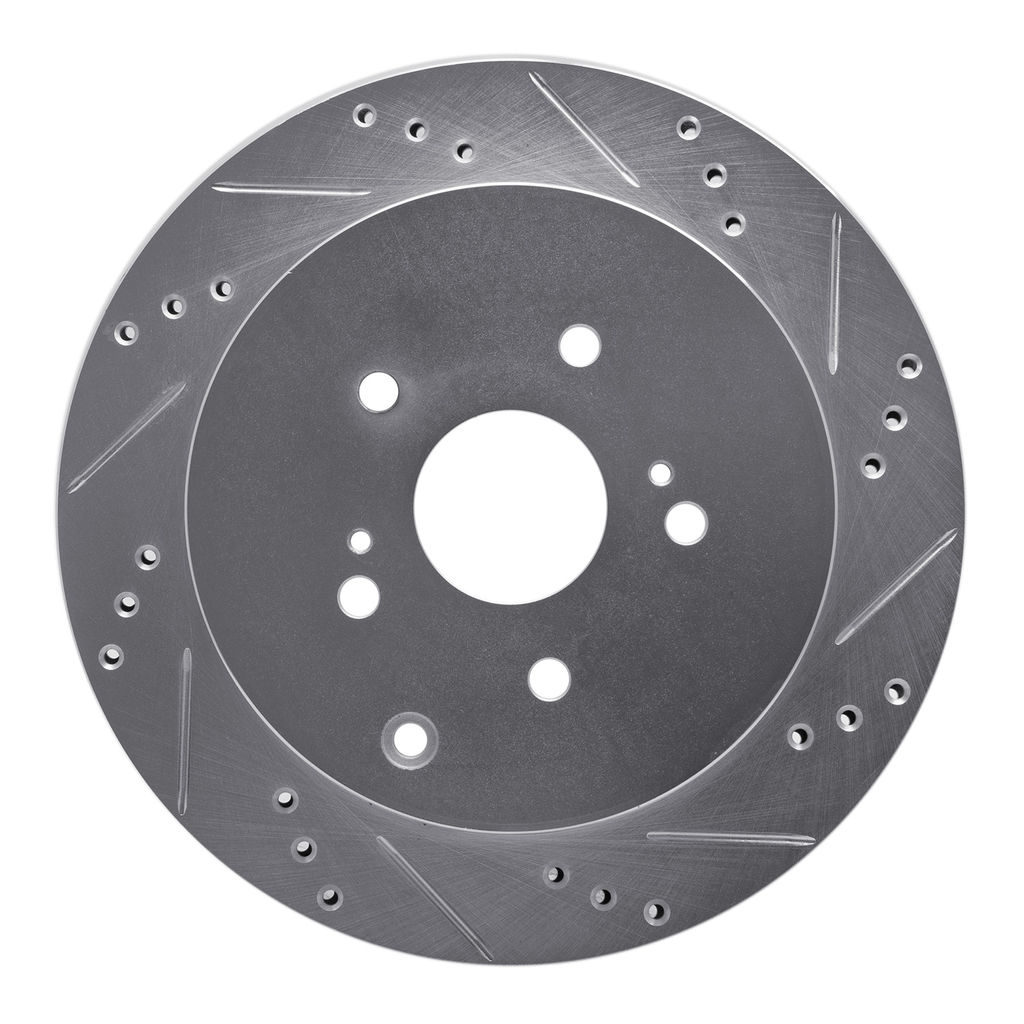 Dynamic Friction 631-01015R - Drilled and Slotted Silver Zinc Brake Rotor