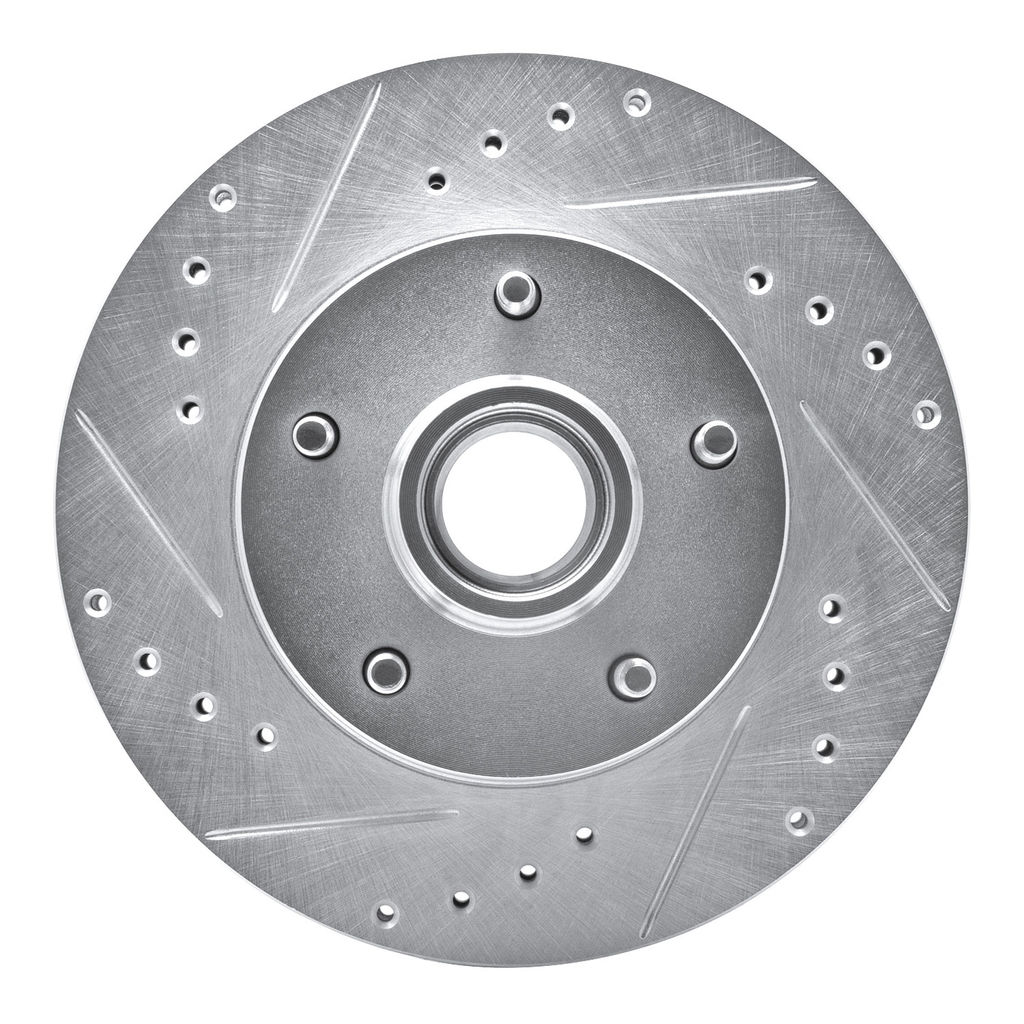 Dynamic Friction 631-47009L - Drilled and Slotted Silver Zinc Brake Rotor