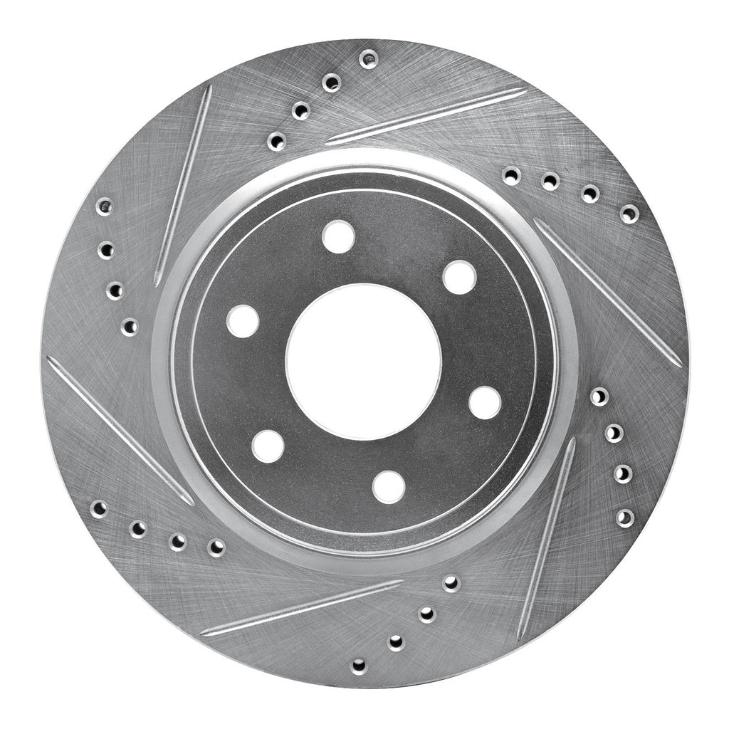 Dynamic Friction 631-67092L - Drilled and Slotted Silver Zinc Brake Rotor