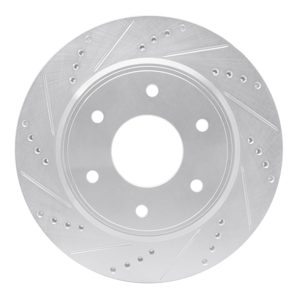 Dynamic Friction 631-67096L - Drilled and Slotted Silver Zinc Brake Rotor