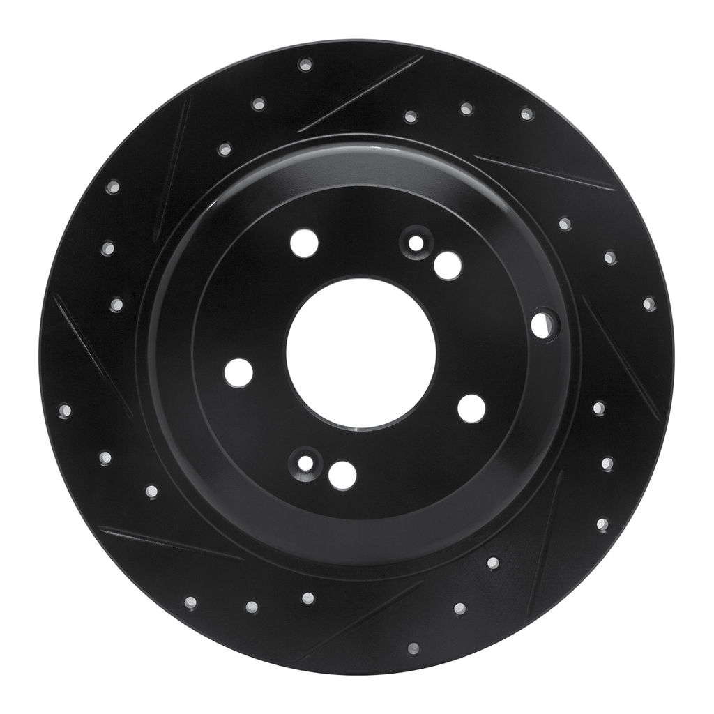 Dynamic Friction 633-03033L - Drilled and Slotted Black Zinc Brake Rotor