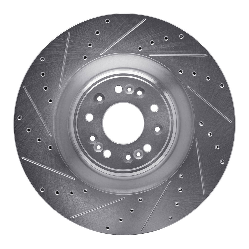 Dynamic Friction 631-10001L - Drilled and Slotted Silver Zinc Brake Rotor