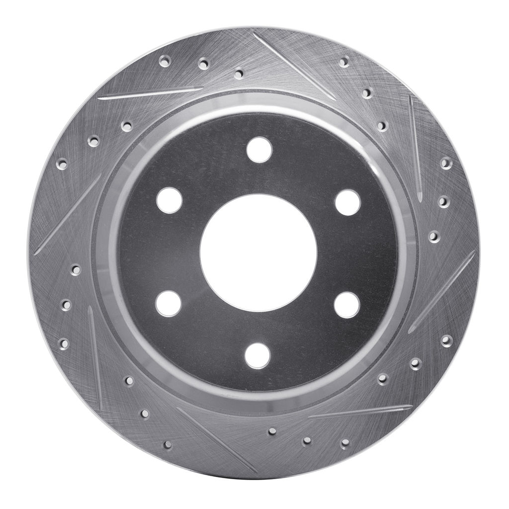 Dynamic Friction 631-48037R - Drilled and Slotted Silver Zinc Brake Rotor