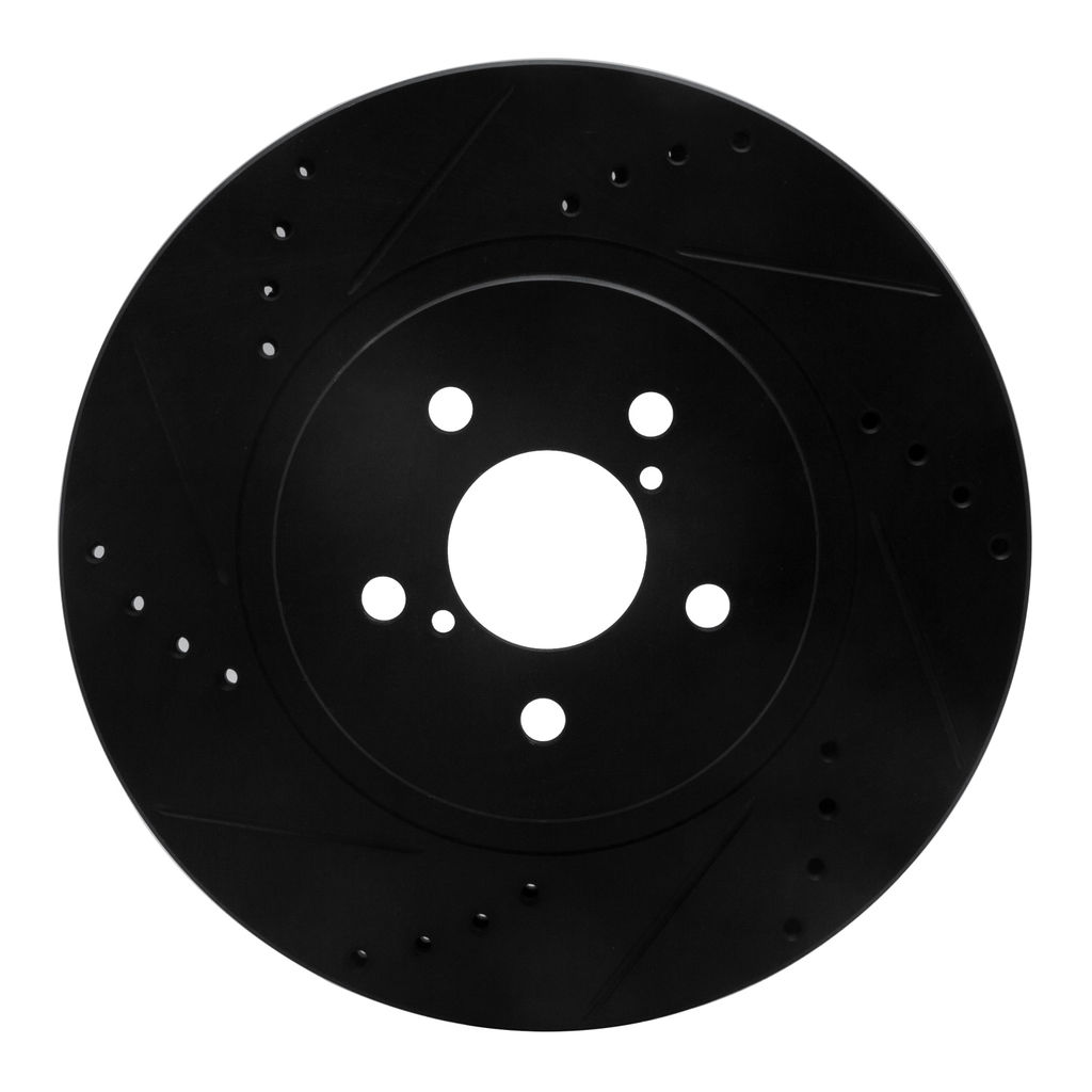 Dynamic Friction 633-13037L - Drilled and Slotted Black Zinc Brake Rotor