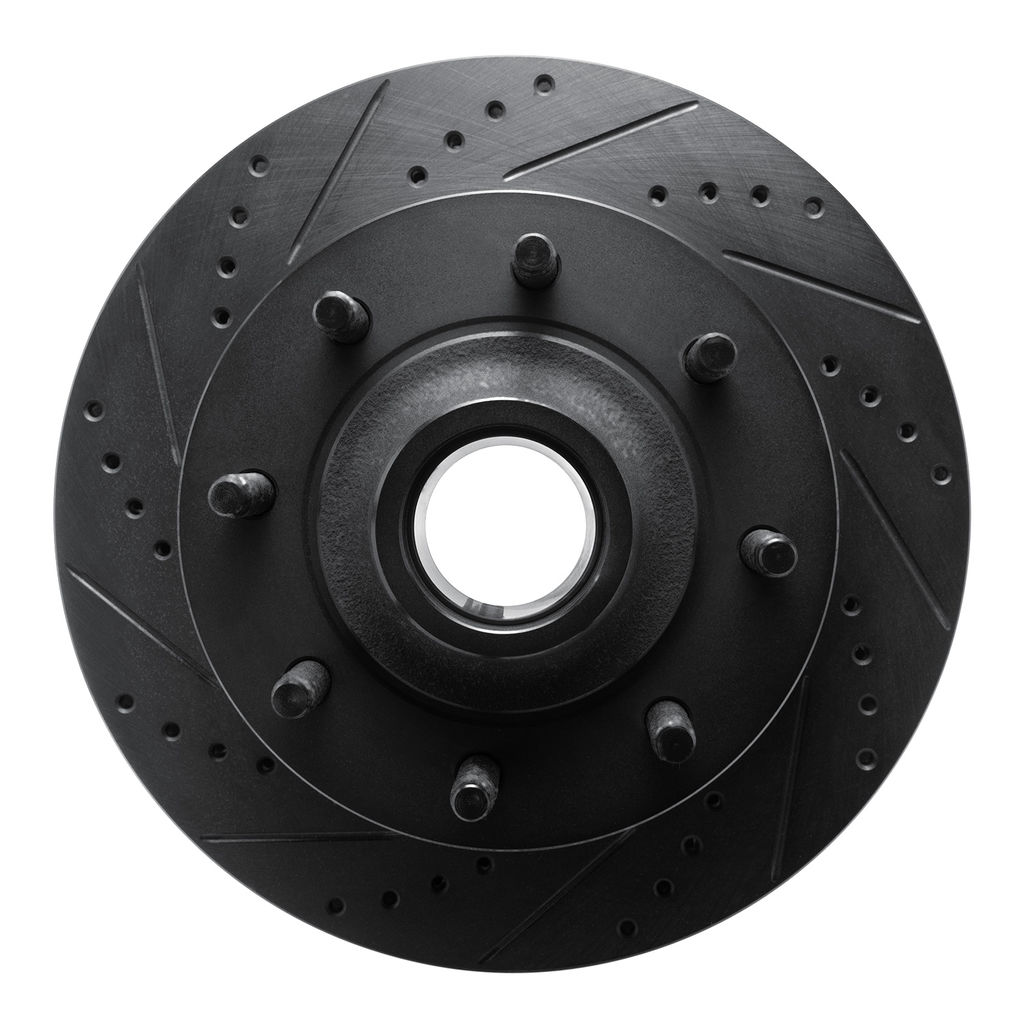 Dynamic Friction 633-54190L - Drilled and Slotted Black Zinc Brake Rotor