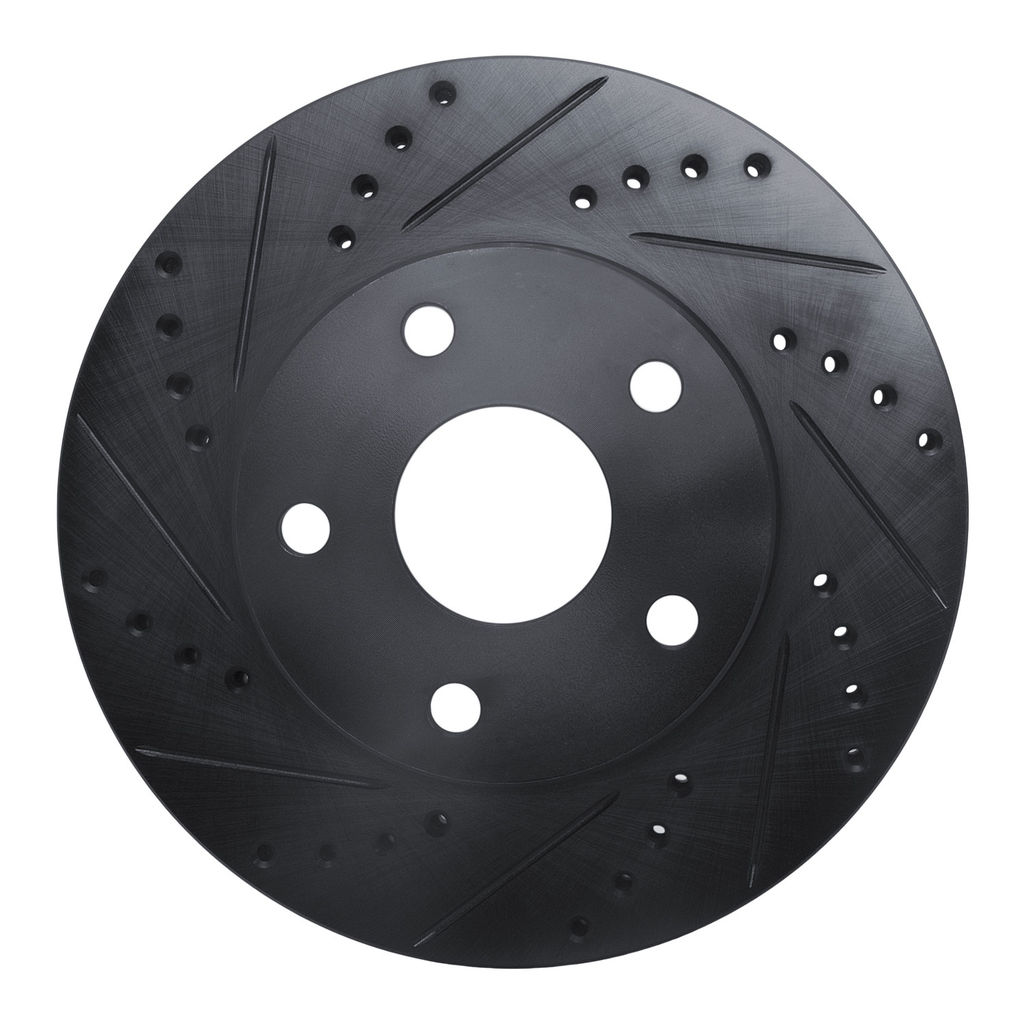 Dynamic Friction 633-76109L - Drilled and Slotted Black Zinc Brake Rotor