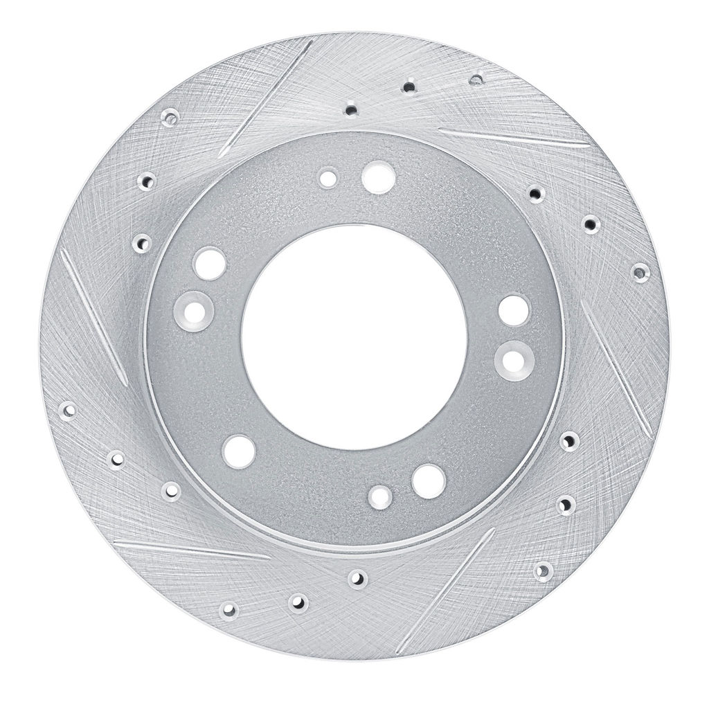 Dynamic Friction 631-21018L - Drilled and Slotted Silver Zinc Brake Rotor