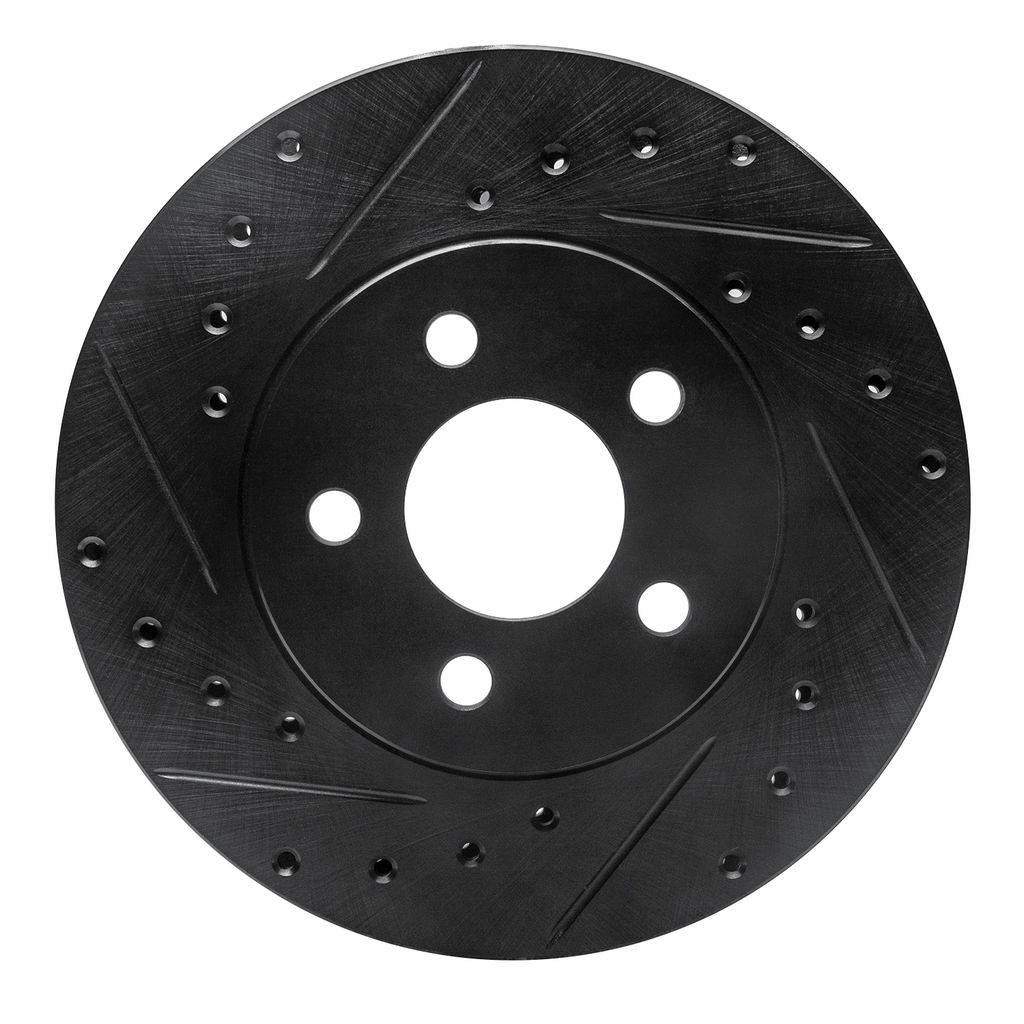 Dynamic Friction 633-40046L - Drilled and Slotted Black Zinc Brake Rotor