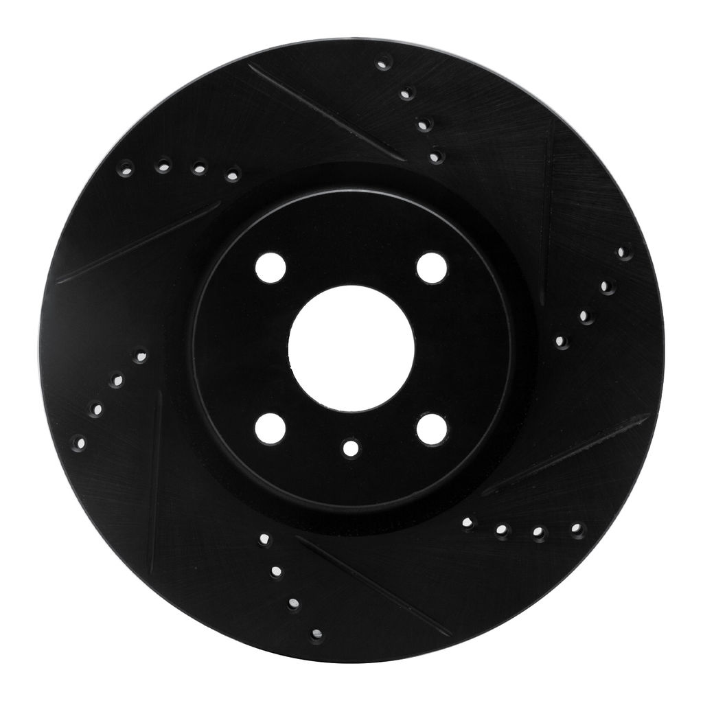 Dynamic Friction 633-80073R - Drilled and Slotted Black Zinc Brake Rotor