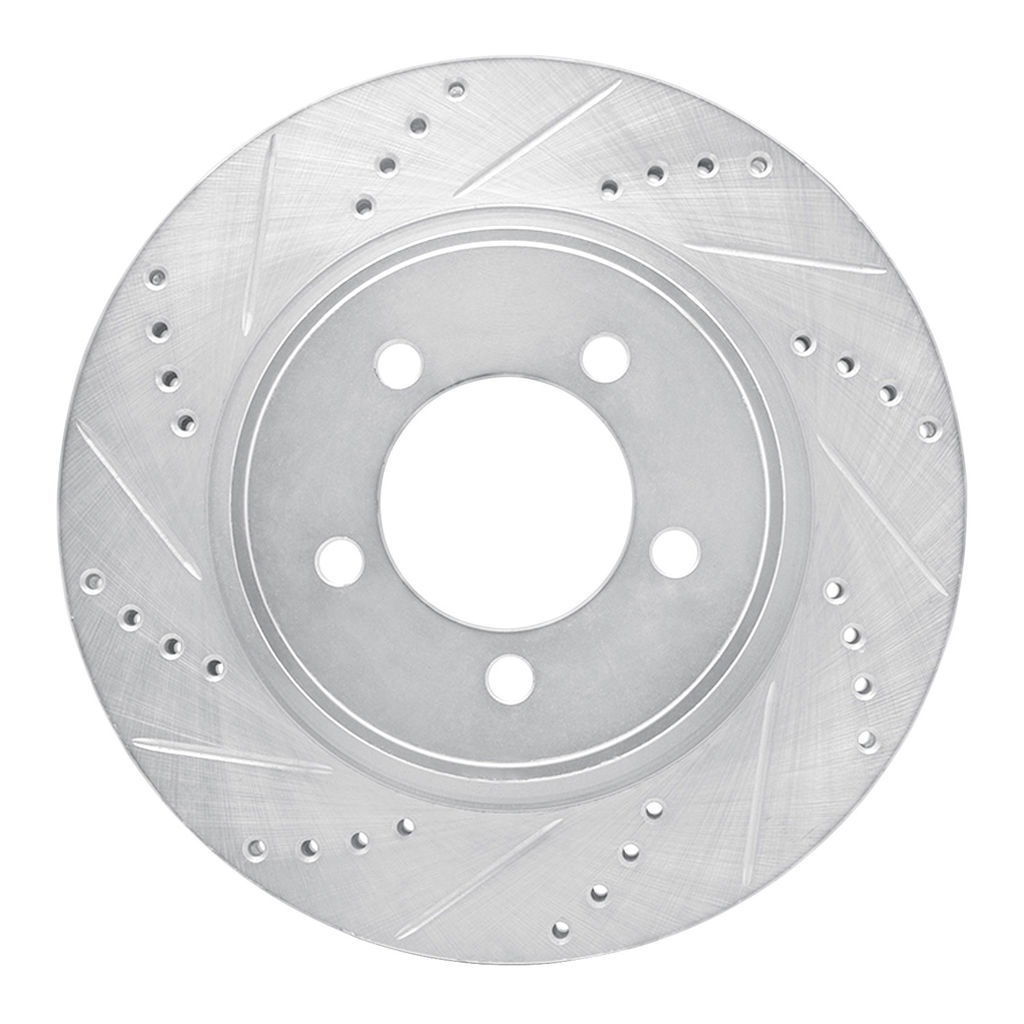 Dynamic Friction 631-54203L - Drilled and Slotted Silver Zinc Brake Rotor
