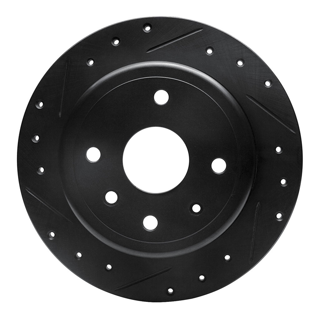 Dynamic Friction 633-01009L - Drilled and Slotted Black Zinc Brake Rotor