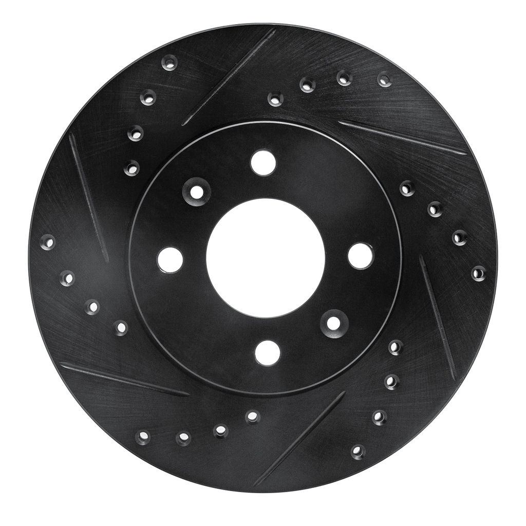Dynamic Friction 633-03001L - Drilled and Slotted Black Zinc Brake Rotor
