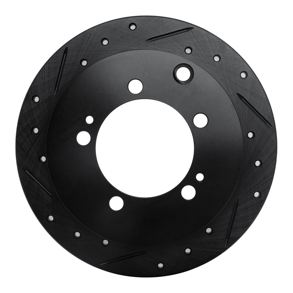 Dynamic Friction 633-72028L - Drilled and Slotted Black Zinc Brake Rotor