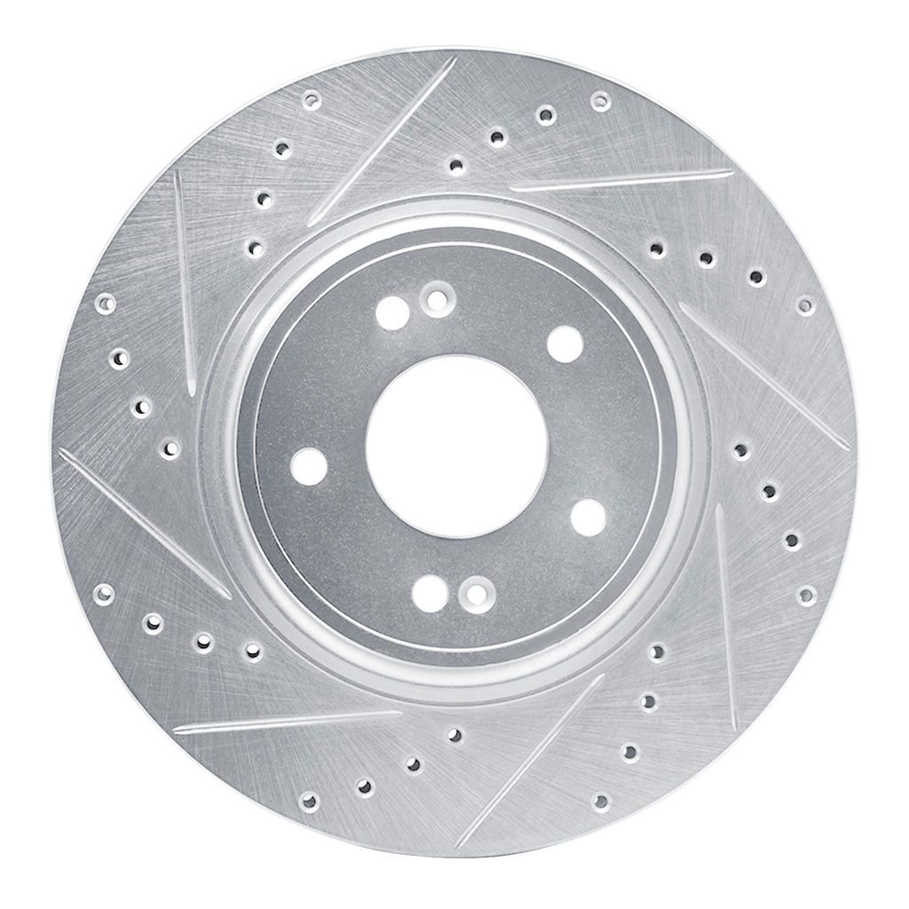 Dynamic Friction 631-21040L - Drilled and Slotted Silver Zinc Brake Rotor