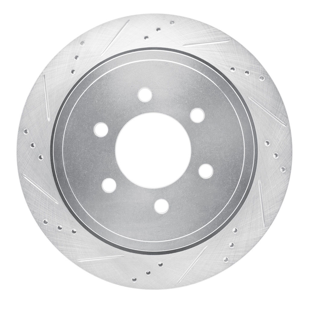 Dynamic Friction 631-54181L - Drilled and Slotted Silver Zinc Brake Rotor