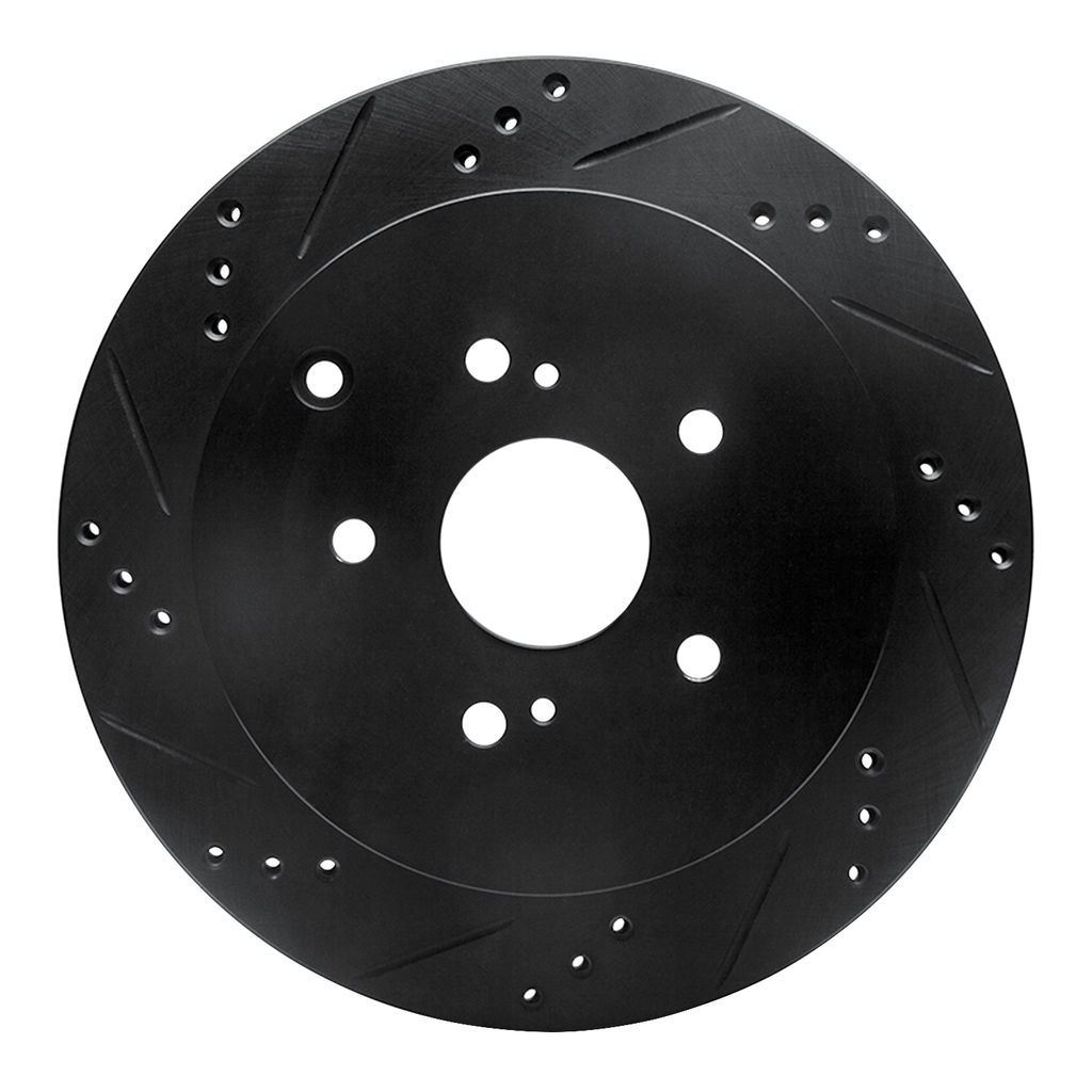 Dynamic Friction 633-01015L - Drilled and Slotted Black Zinc Brake Rotor