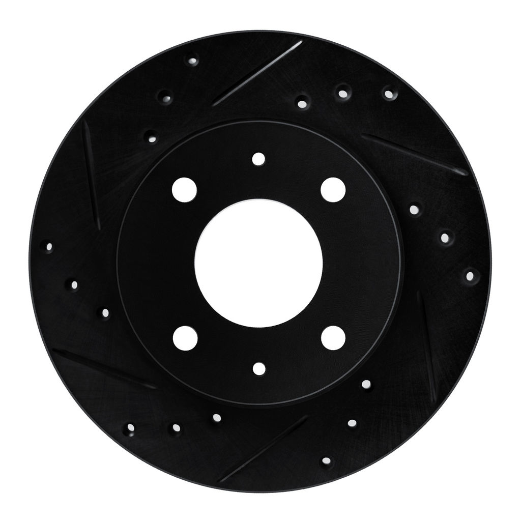 Dynamic Friction 633-03004L - Drilled and Slotted Black Zinc Brake Rotor