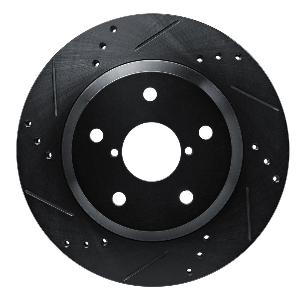 Dynamic Friction 633-13046L - Drilled and Slotted Black Zinc Brake Rotor