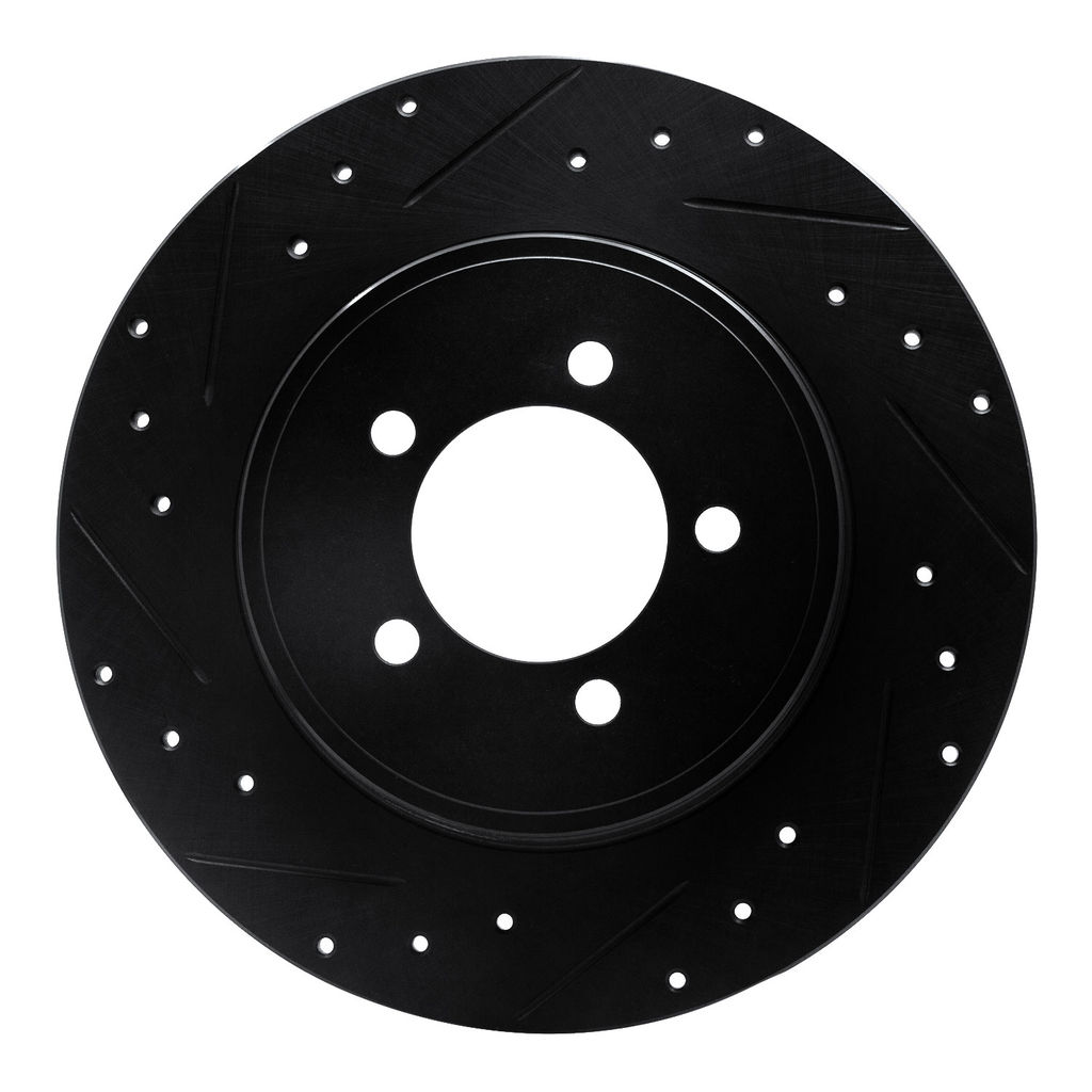 Dynamic Friction 633-55008L - Drilled and Slotted Black Zinc Brake Rotor