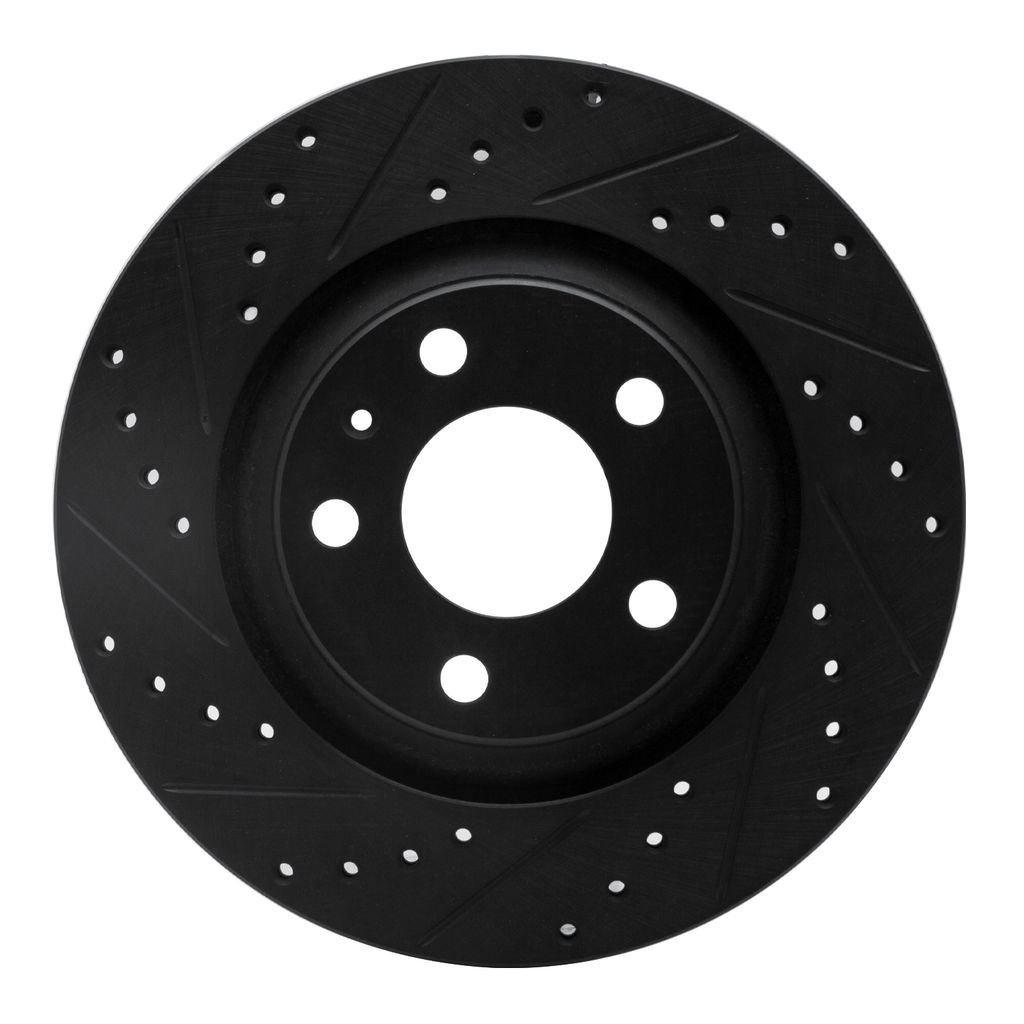 Dynamic Friction 633-73032L - Drilled and Slotted Black Zinc Brake Rotor