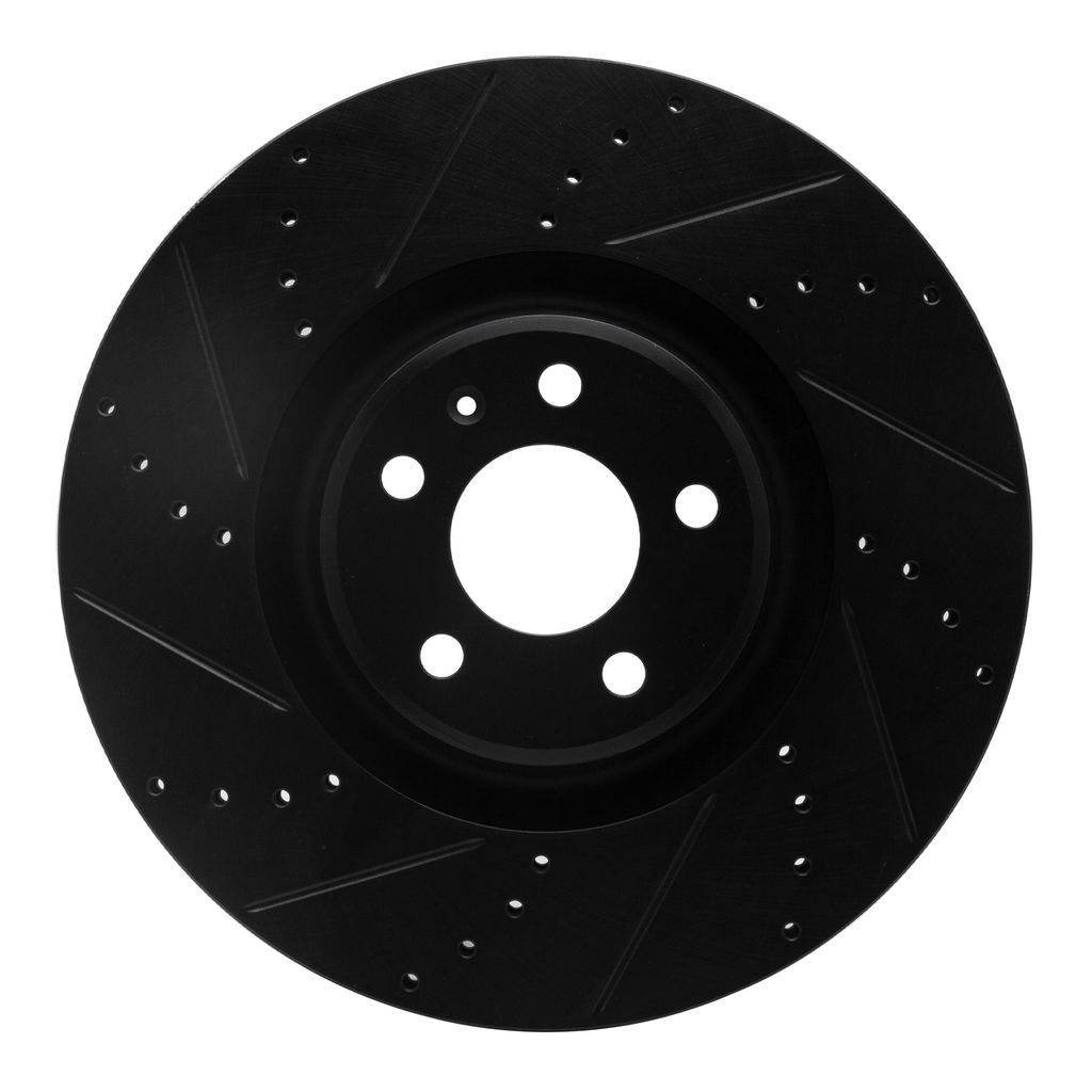 Dynamic Friction 633-73064L - Drilled and Slotted Black Zinc Brake Rotor