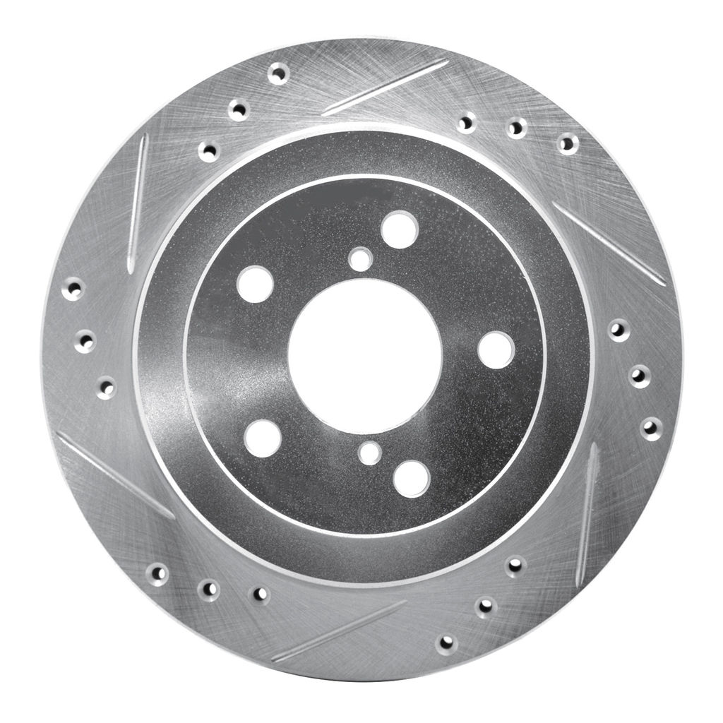 Dynamic Friction 631-13010L - Drilled and Slotted Silver Zinc Brake Rotor