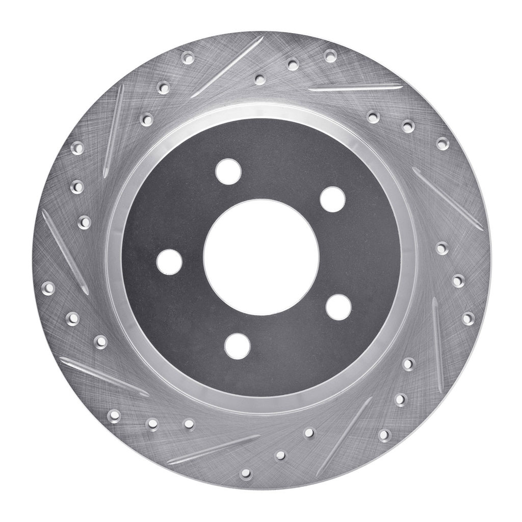 Dynamic Friction 631-54037L - Drilled and Slotted Silver Zinc Brake Rotor