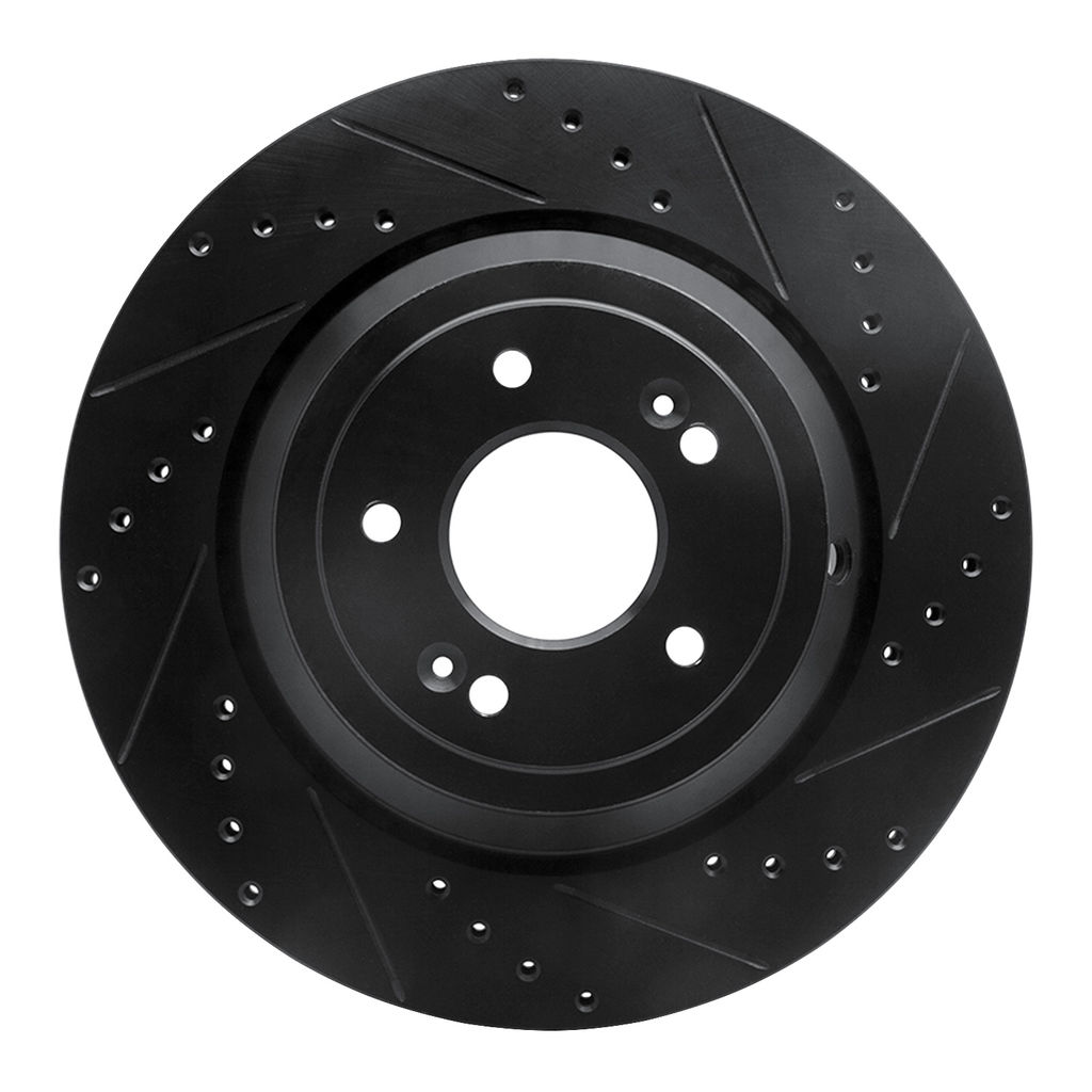 Dynamic Friction 633-10002R - Drilled and Slotted Black Zinc Brake Rotor