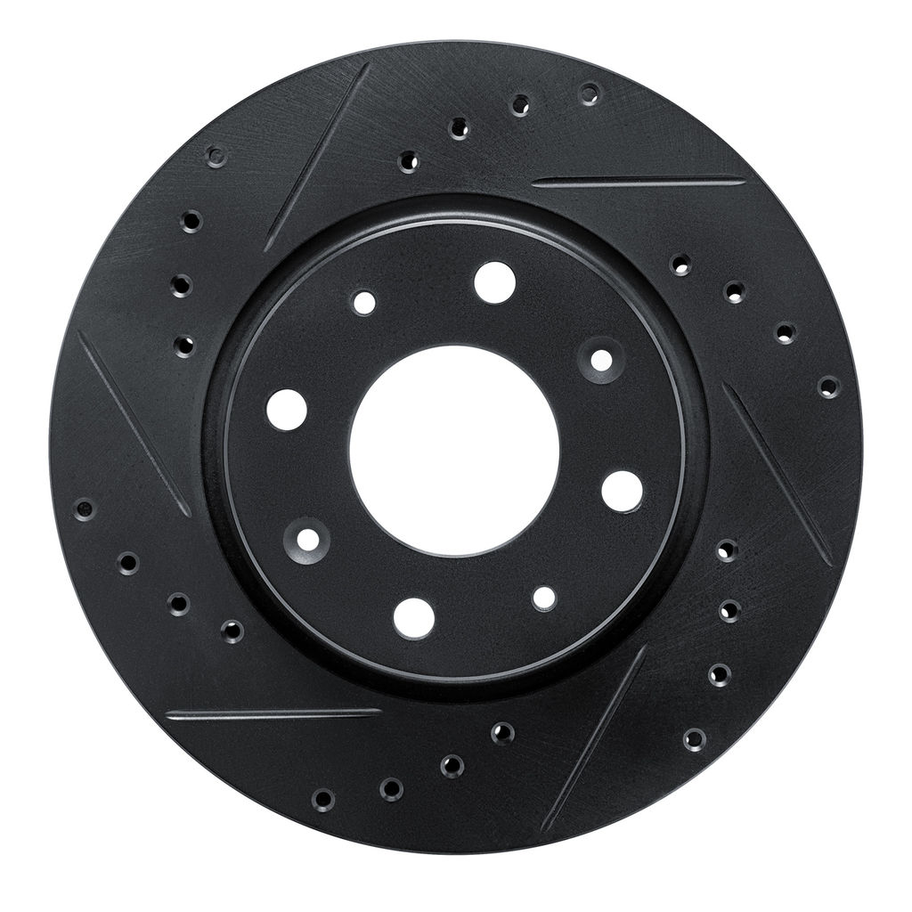 Dynamic Friction 633-21007L - Drilled and Slotted Black Zinc Brake Rotor