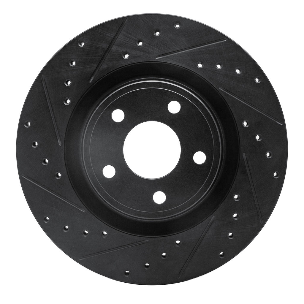 Dynamic Friction 633-47037L - Drilled and Slotted Black Zinc Brake Rotor