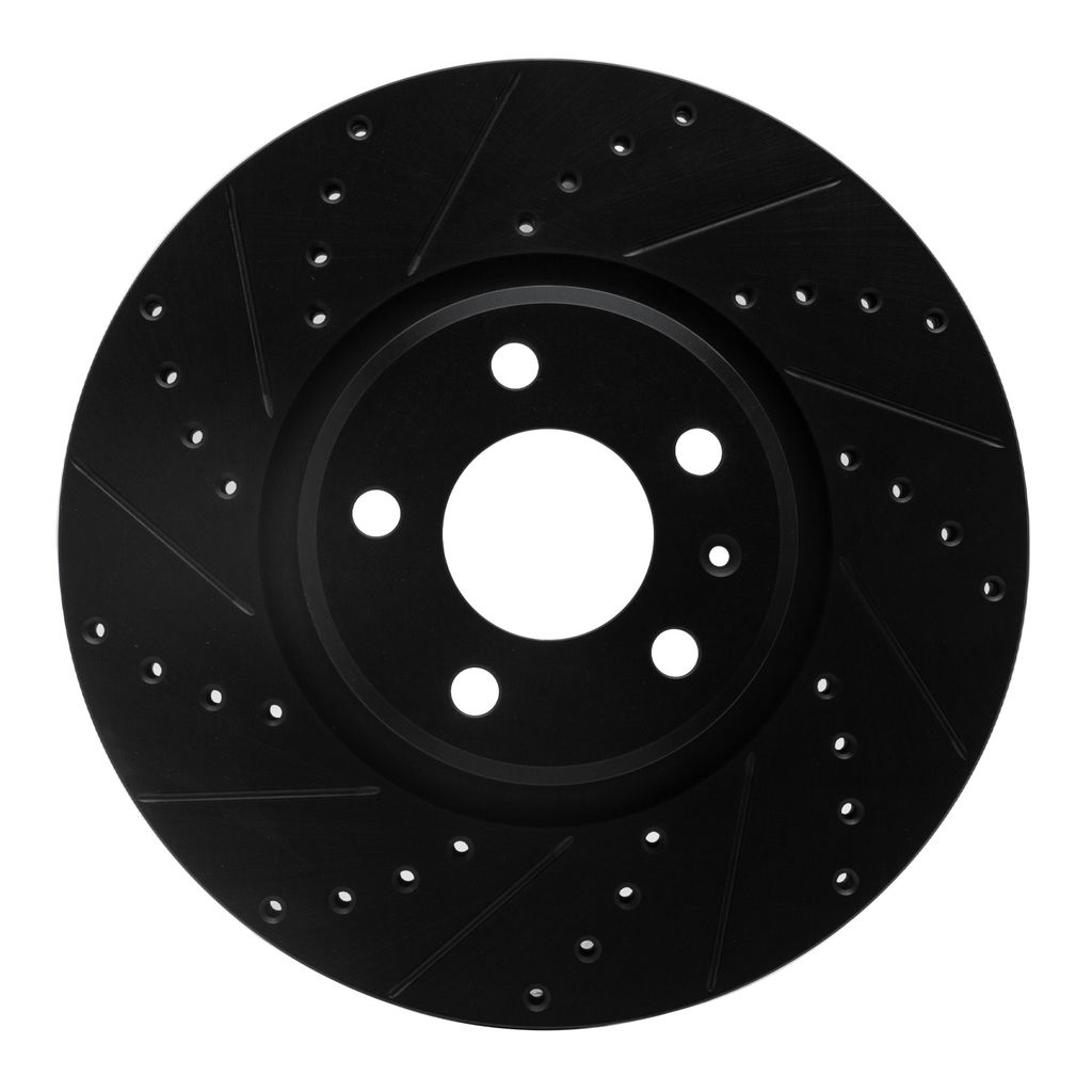 Dynamic Friction 633-73065L - Drilled and Slotted Black Zinc Brake Rotor