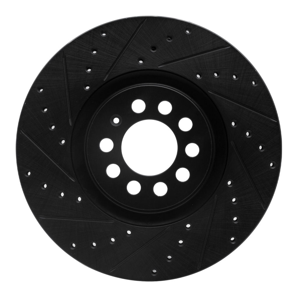 Dynamic Friction 633-74021L - Drilled and Slotted Black Zinc Brake Rotor