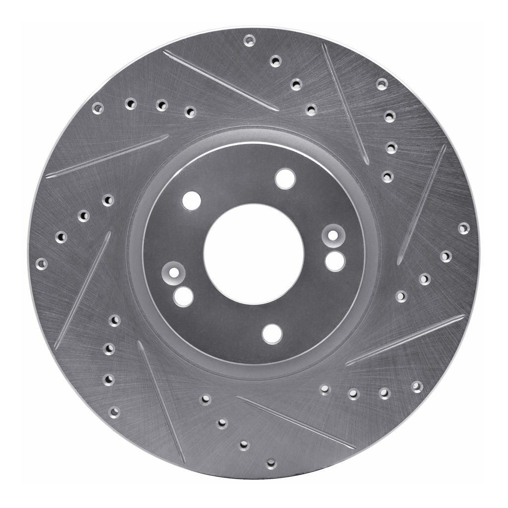 Dynamic Friction 631-03047R - Drilled and Slotted Silver Zinc Brake Rotor