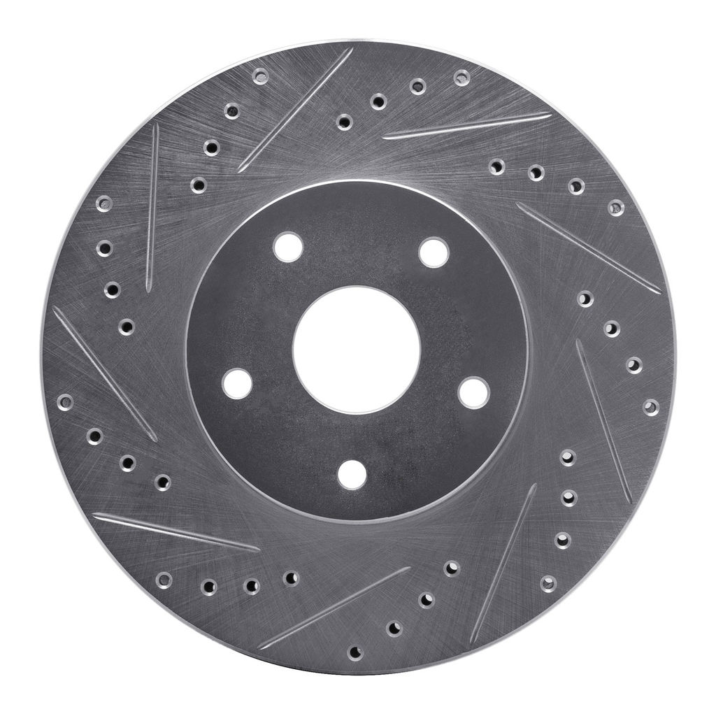 Dynamic Friction 631-13011L - Drilled and Slotted Silver Zinc Brake Rotor