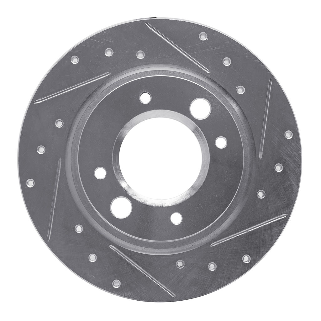 Dynamic Friction 631-28002R - Drilled and Slotted Silver Zinc Brake Rotor