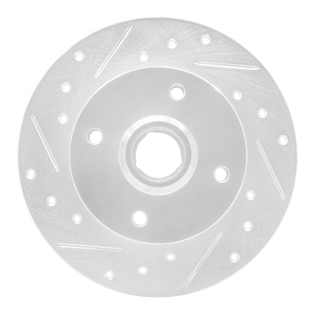 Dynamic Friction 631-74005L - Drilled and Slotted Silver Zinc Brake Rotor