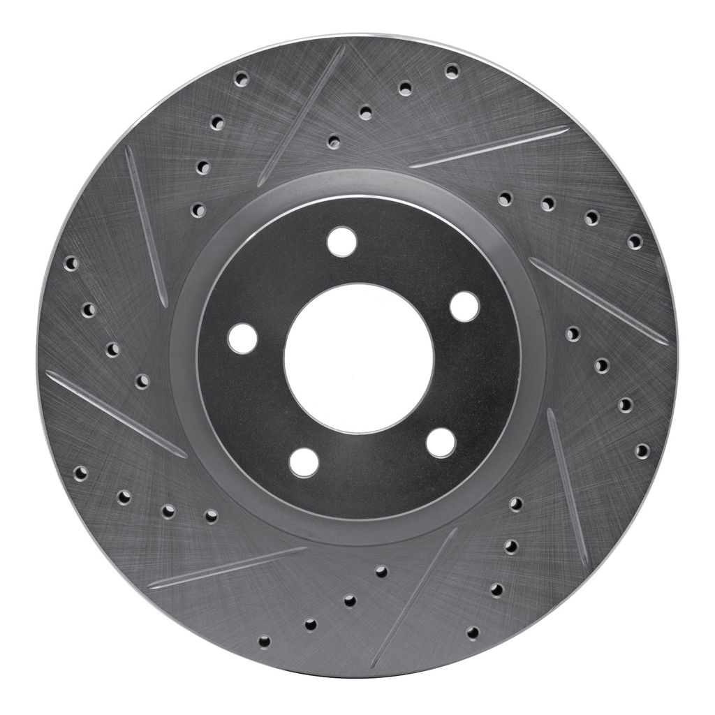 Dynamic Friction 631-80048L - Drilled and Slotted Silver Zinc Brake Rotor
