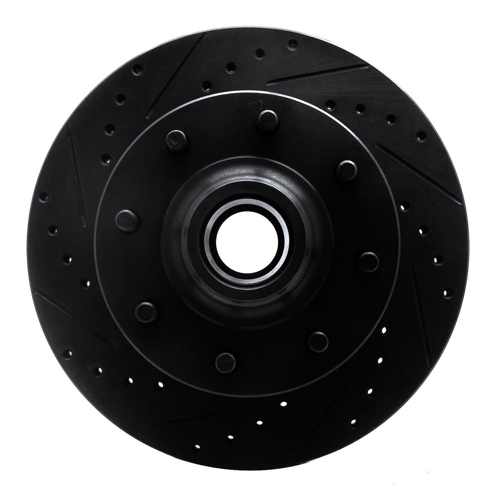 Dynamic Friction 633-48042L - Drilled and Slotted Black Zinc Brake Rotor