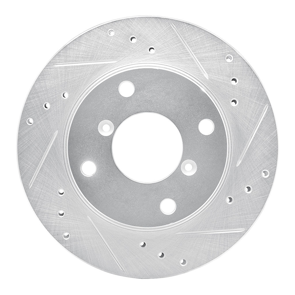 Dynamic Friction 631-01000R - Drilled and Slotted Silver Zinc Brake Rotor
